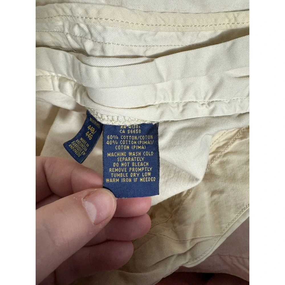 Polo Ralph Lauren Chino Shorts Size 44 44B Khaki Pima Cotton Classic Flat Front